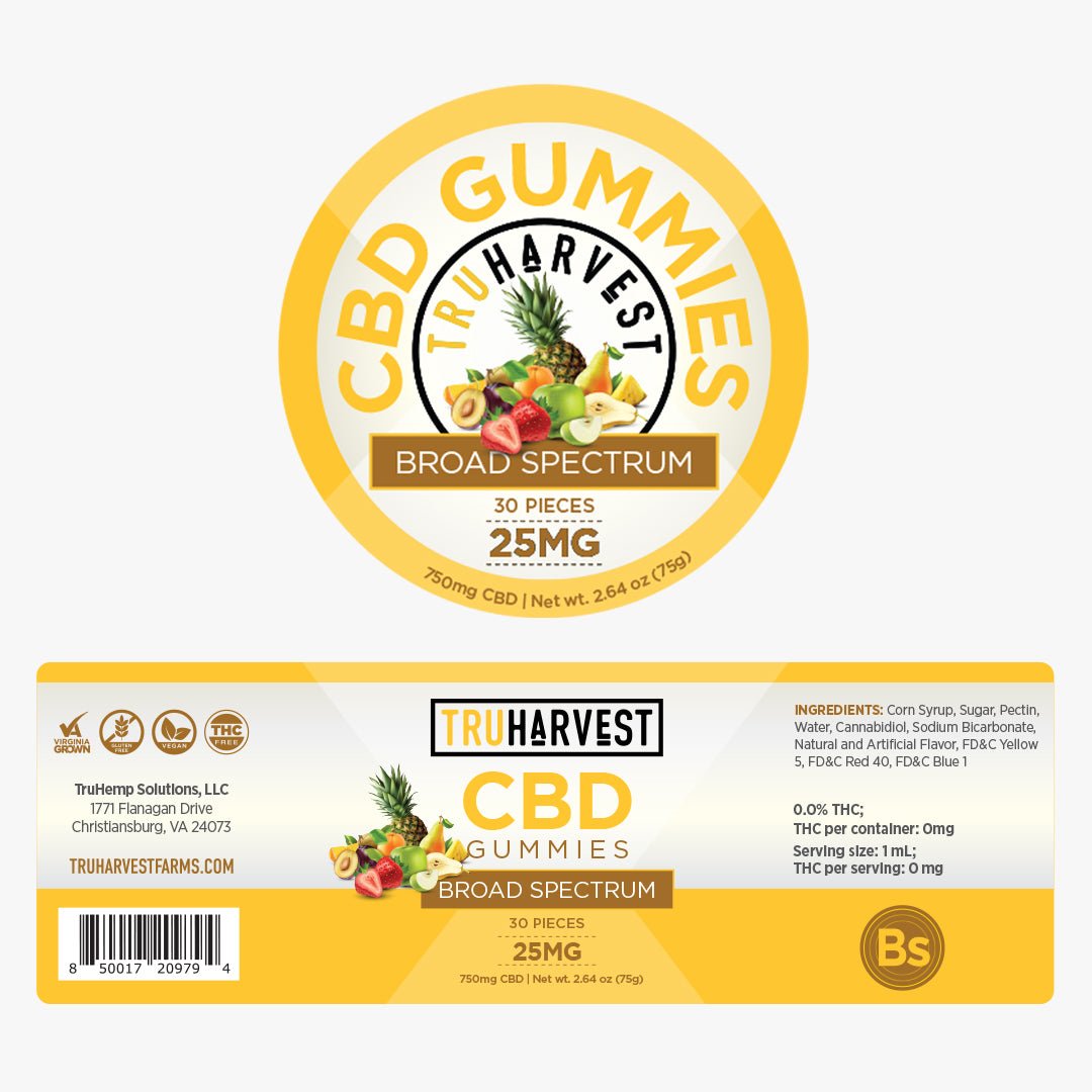 Broad Spectrum CBD Gummies - THC Free - TruHarvest Farms