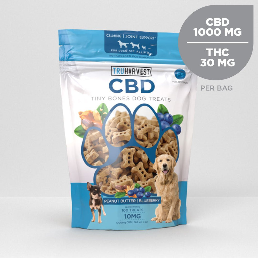 CBD Tiny Bones Dog Treats Peanut Butter Blueberry - TruHarvest Farms