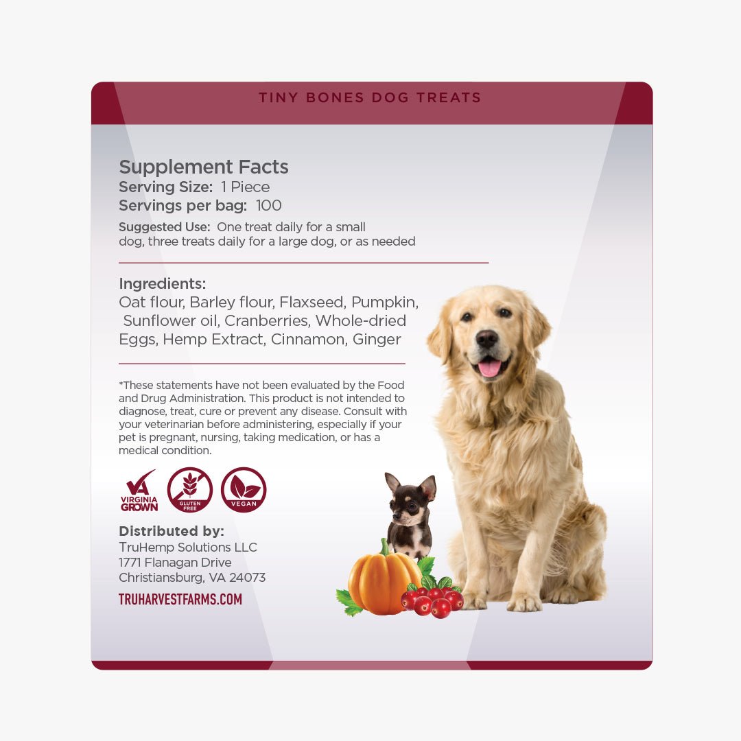 CBD Tiny Bones Dog Treats Pumpkin Cranberry - TruHarvest Farms