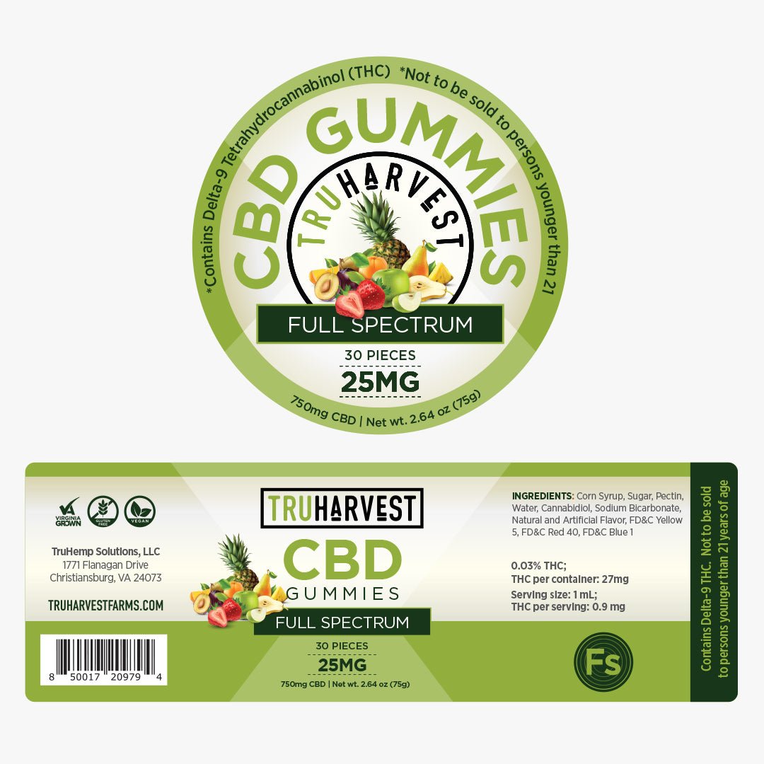 Full Spectrum CBD Gummies - 30 Pack - TruHarvest Farms