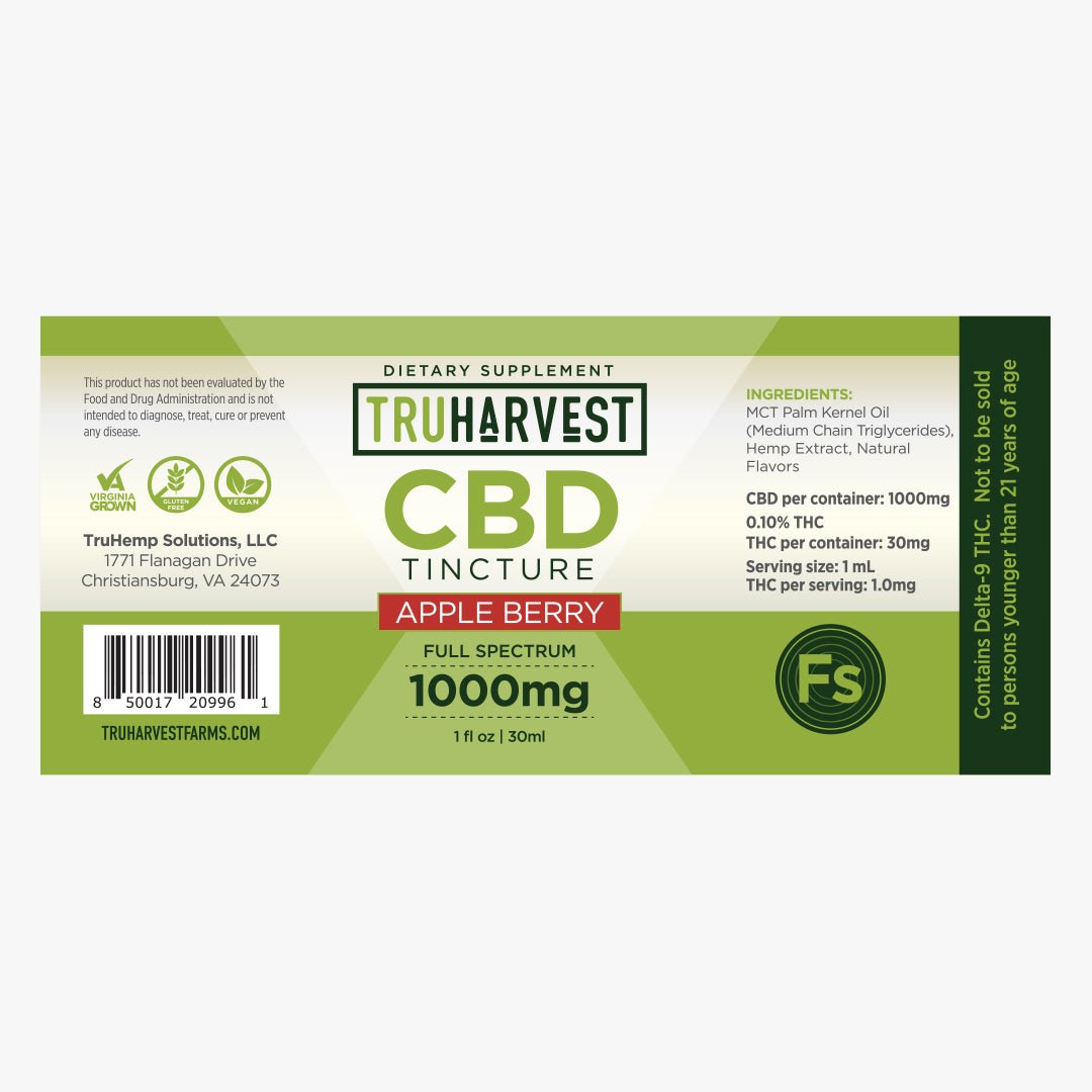 Full Spectrum CBD Tincture - TruHarvest Farms