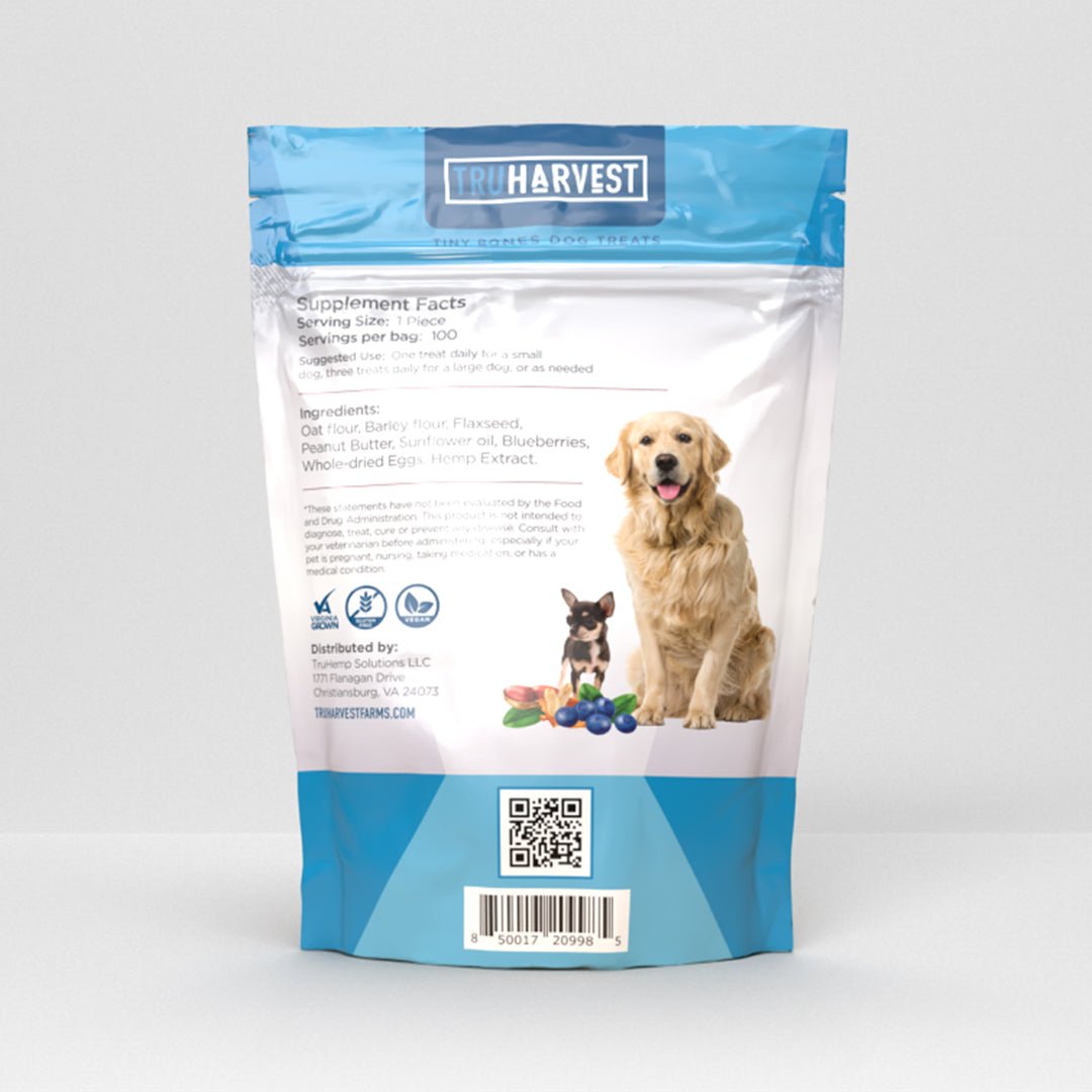 CBD Tiny Bones Dog Treats Peanut Butter Blueberry – TruHarvest Farms